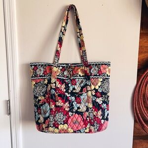 Vera Bradley Quilted Floral Tote in Black, Red, Yellow
